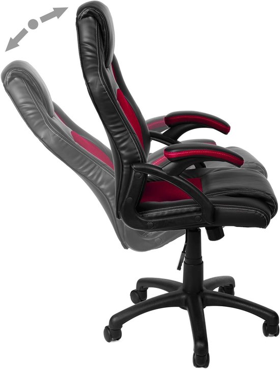 Ergonomische bureaustoel - Directiestoel speelstoel - Comfortabel werken gamen - Kantelmechanisme verstelbaar - Tot 150 kg - Zwart rood — afbeelding 5