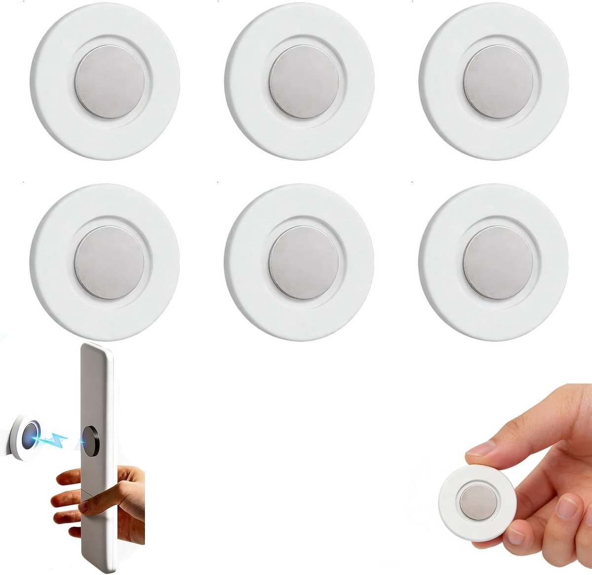 Set van 6 Magnetische Houder voor Afstandsbediening - Sterke Wandmontage, Zelfklevend, Geen Boren Nodig, Slank Ontwerp, Ideaal voor TV, Airconditioning en Meer - Handige Organizer voor Thuisgebruik