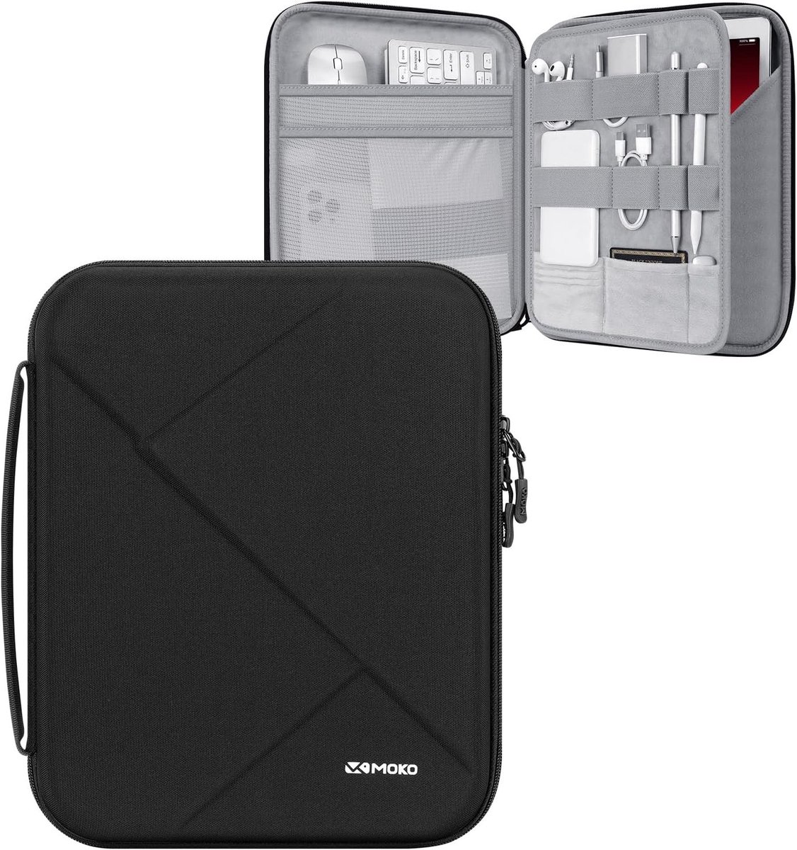 Tabletzak voor 9-11 Inch Tablets, Geschikt voor iPad Air, Pro en Samsung Galaxy Tab, Hard EVA met Verstevigde Handgreep, Zwart