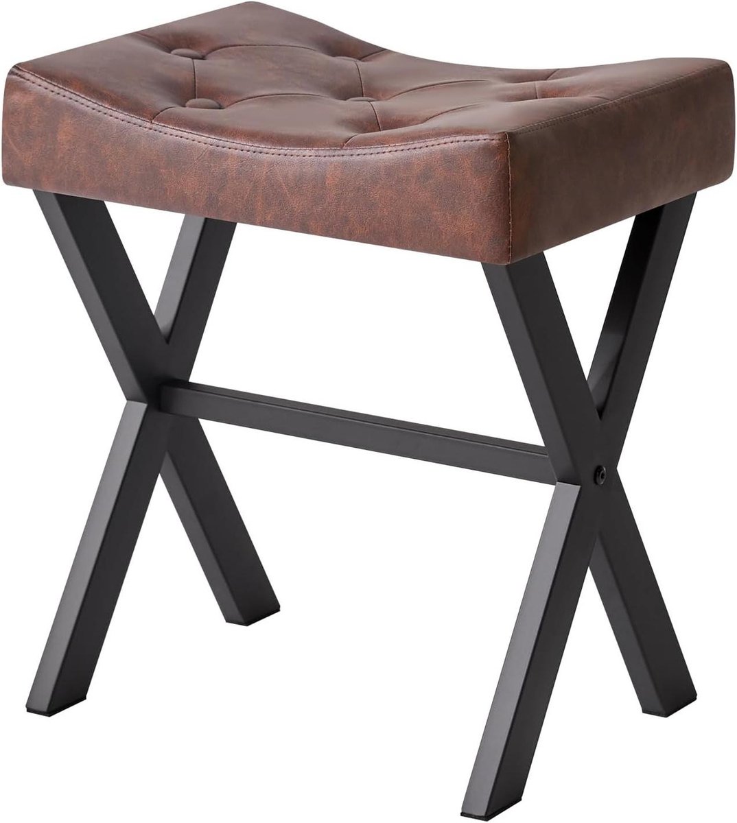 Kaptafel Kruk - Ottomaan Voetenbank - Make-up Zitten - U-vormige Zitting - 45 cm Hoog - Donkerbruin
