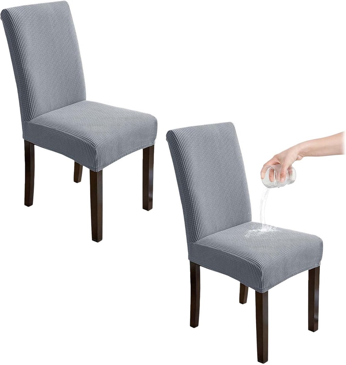 Stretch Stoelhoezen Set van 2, Elastische Bescherming voor Stoelen, Geschikt voor Huizen, Hotels en Bruiloften - Lichtgrijs, Rughoogte 45-55 cm