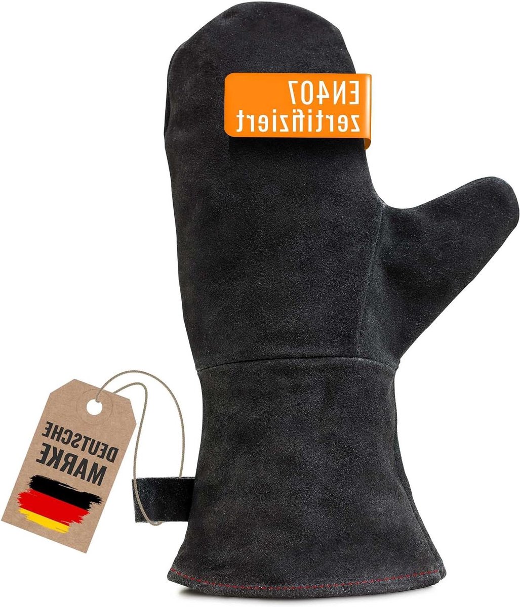 Haardhandschoen - Grill handschoen - Hittebescherming - Dubbelzijdig te dragen - 31 x 18 cm - Zwart