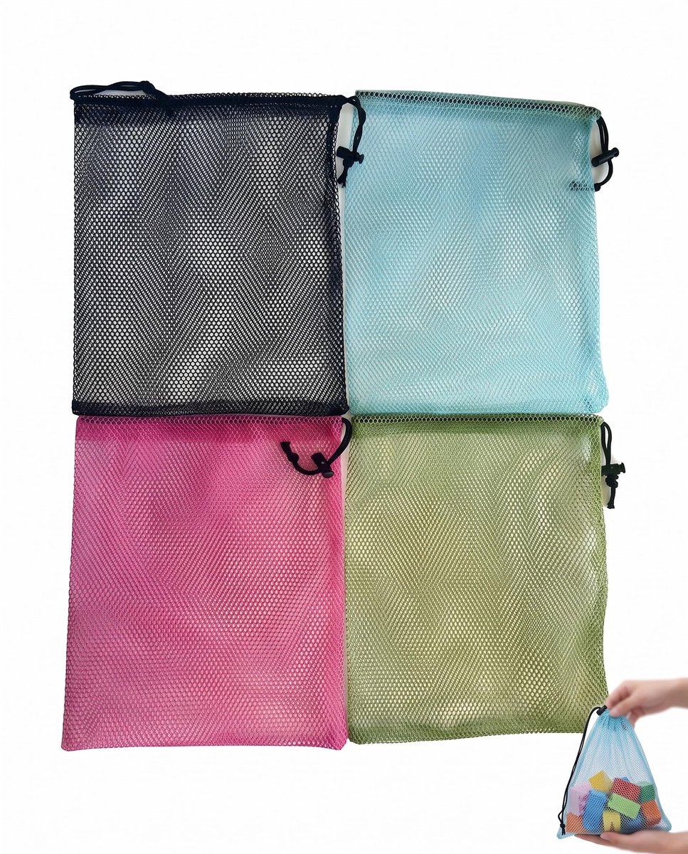 netzakken 35 x 40 cm - ademend - meerkleurig - ideaal voor speelgoed en organisatie - ShopVlot