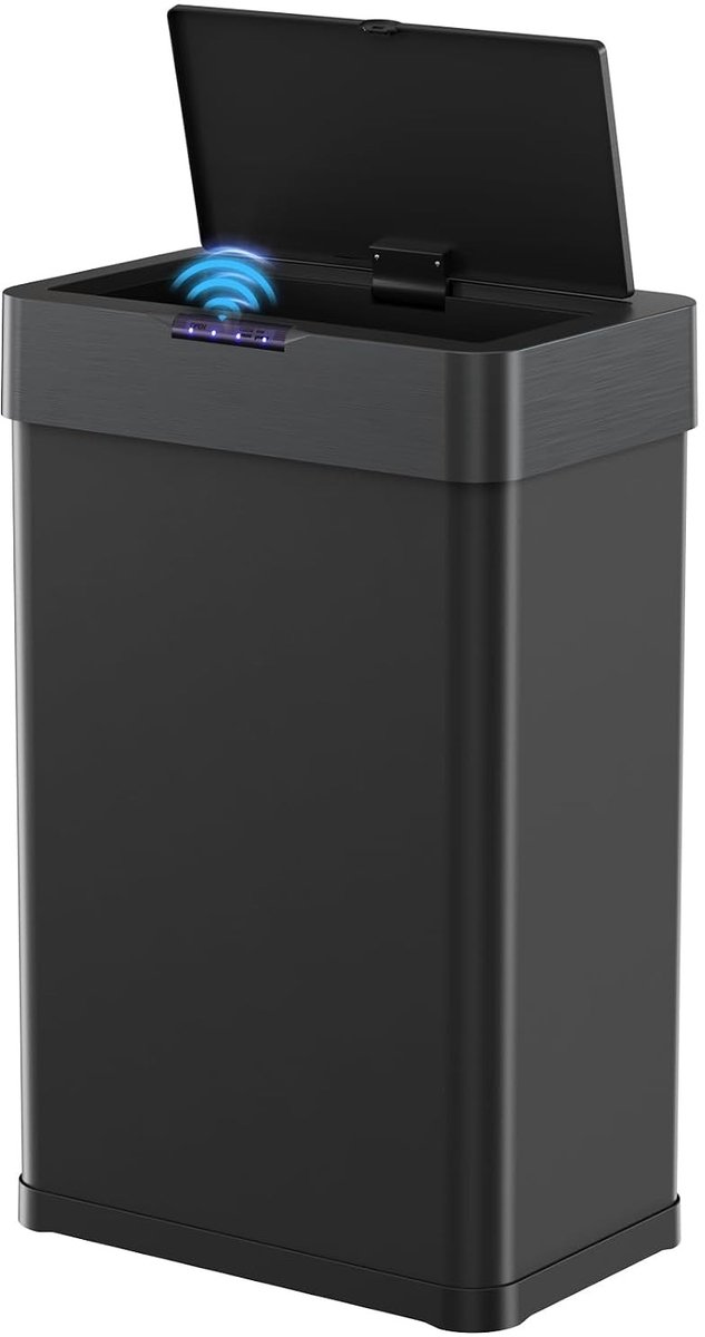 Prullenbak 50 Liter met Sensor - Automatische Afvalbak - Contactloos Openen - Soft Close - RVS Look - Uitneembare Binnenemmer - Voor Keuken, Badkamer, Kantoor en Horeca