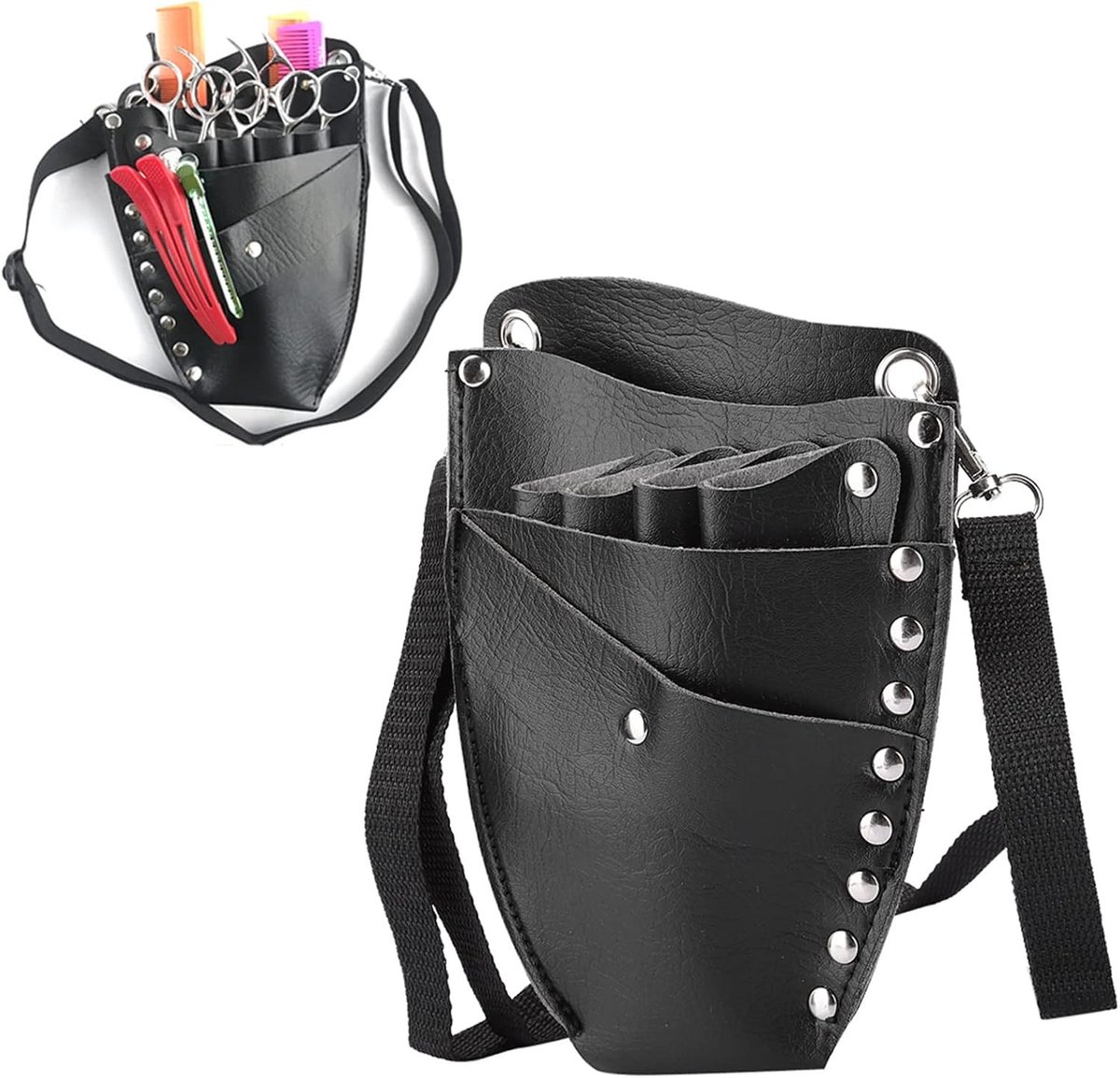 Professionele Haarkappers Tas voor Gereedschap, Scharen, Kammen en Accessoires met Afneembare Schouderband (Zwart)