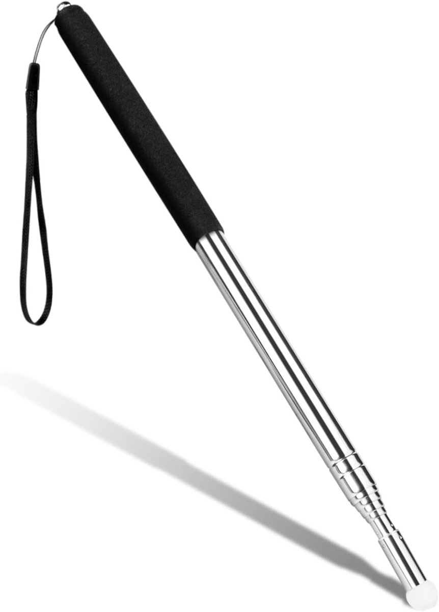 Verlengbare telescopische pointer van 120 cm met lanyard, roestvrij staal voor presentaties en lessen