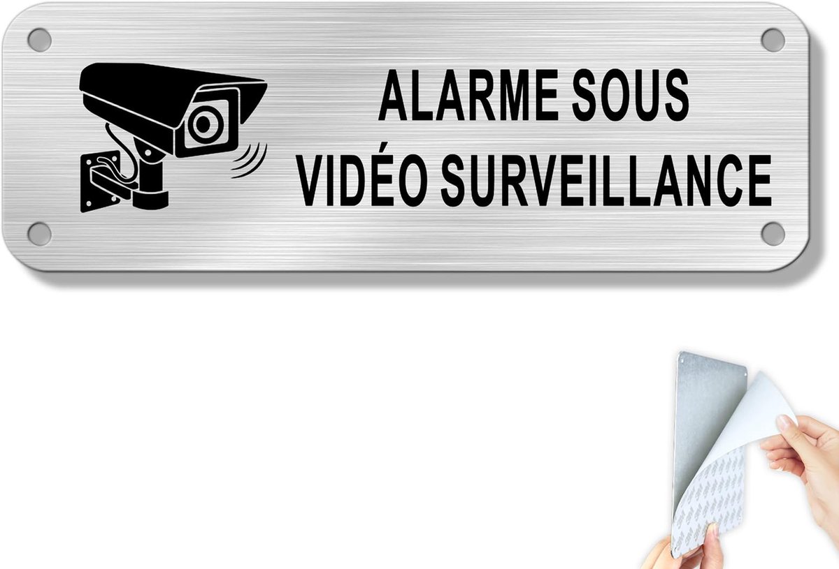 Videobewaking sticker 150 x 50 mm - zelfklevend aluminium - voor binnen en buiten - verhoogt veiligheid - ShopVlot
