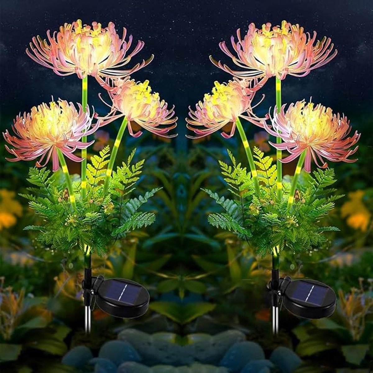 Solar Bloemenlampen Set Van 2 - LED Tuinverlichting Op Zonne-Energie - Waterdichte Bloemdecoratie Voor Tuinpad, Terras En Bruiloft