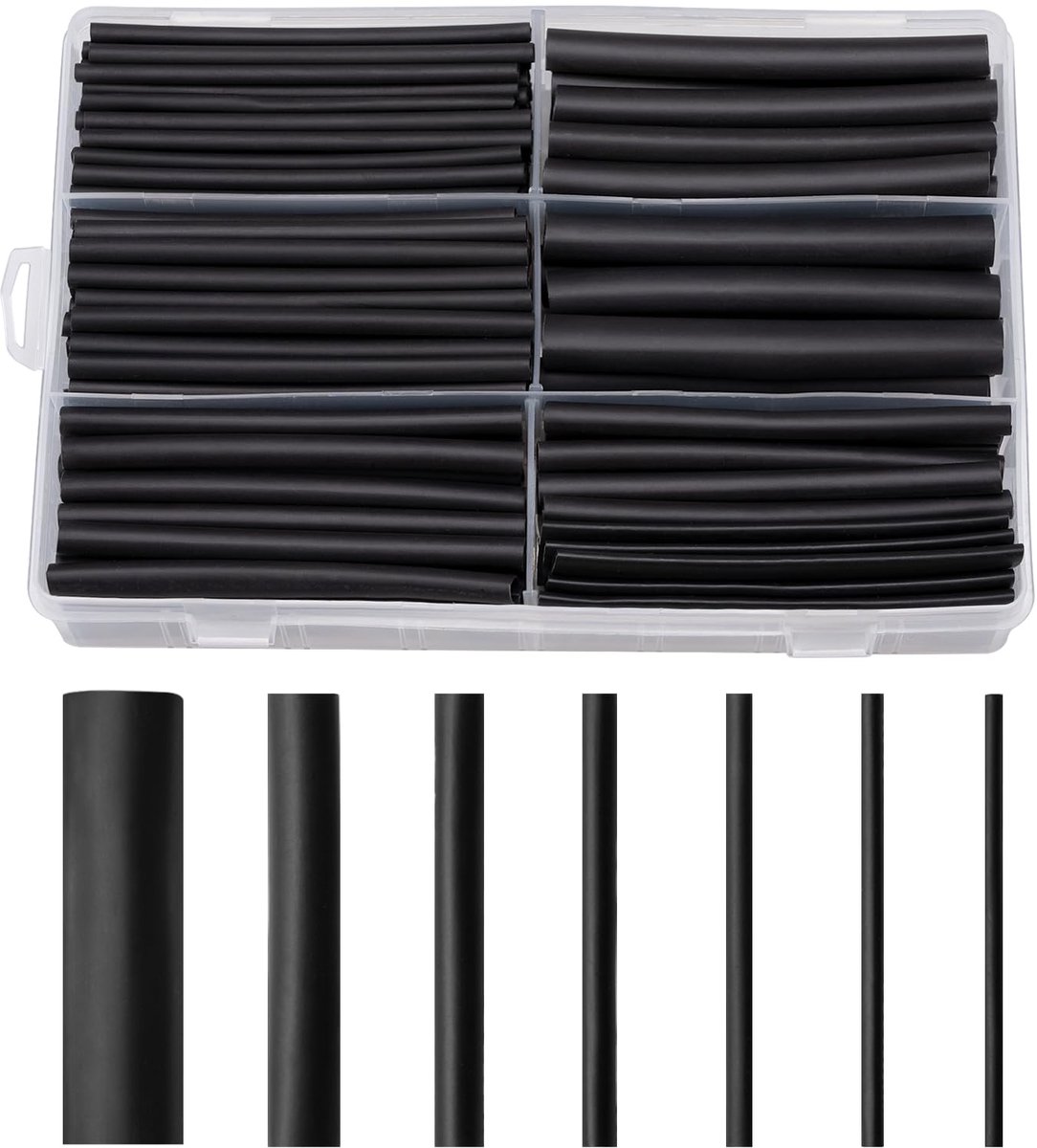 Krimpkousenset 200 stuks - 9 cm zwart - waterdicht - voor kabelisolatie - ShopVlot