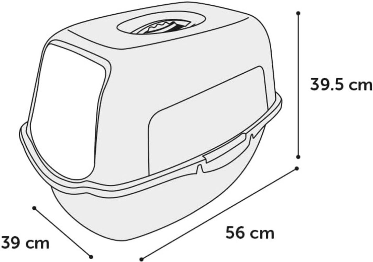 Lìon® Kattenbak - Kattenbak met deksel en schepje - Kattentoilet - Zwart - 39cm x 56cm x 40cm
