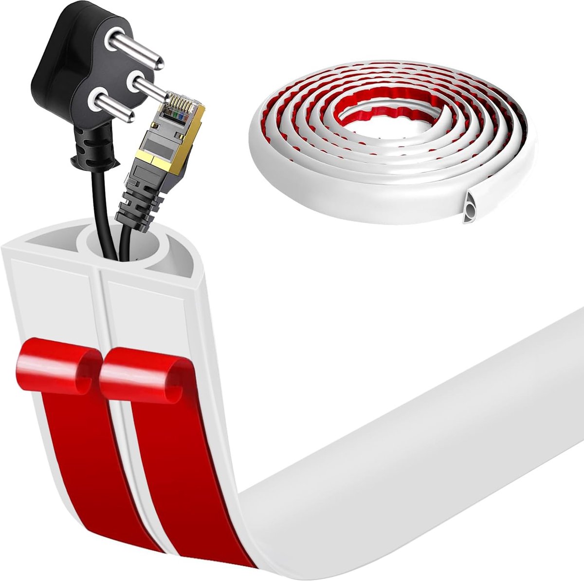 Kabelgoot voor de vloer 2cm x 3m - zelfklevend - flexibele kabelbescherming - ideaal voor kantoor en thuis - ShopVlot