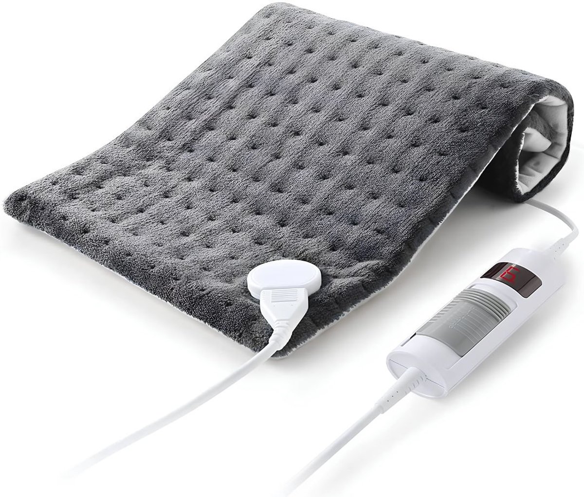 Lion® Warmtekussen - Elektrisch Warmtekussen - Warmtekussen Oplaadbaar - Grijs - 32cm x 15cm x 9cm