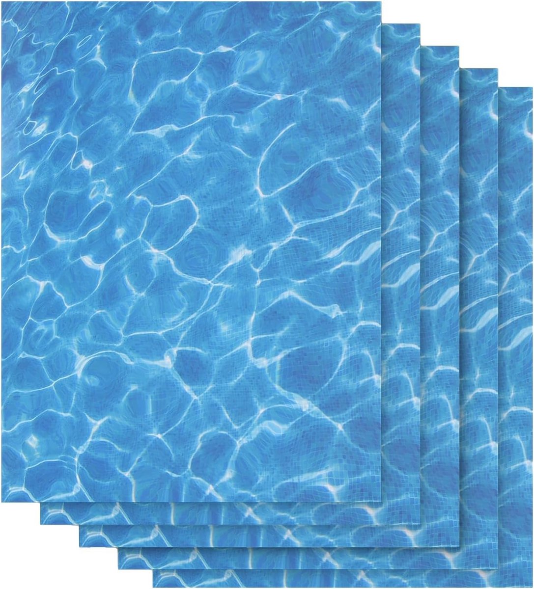 5 Vellen Gecoat Papier Watergolf Stickers voor Miniatuur Diorama's en Landschapsdecoratie - Blauw Water Effect voor Meren, Rivieren en Stromen