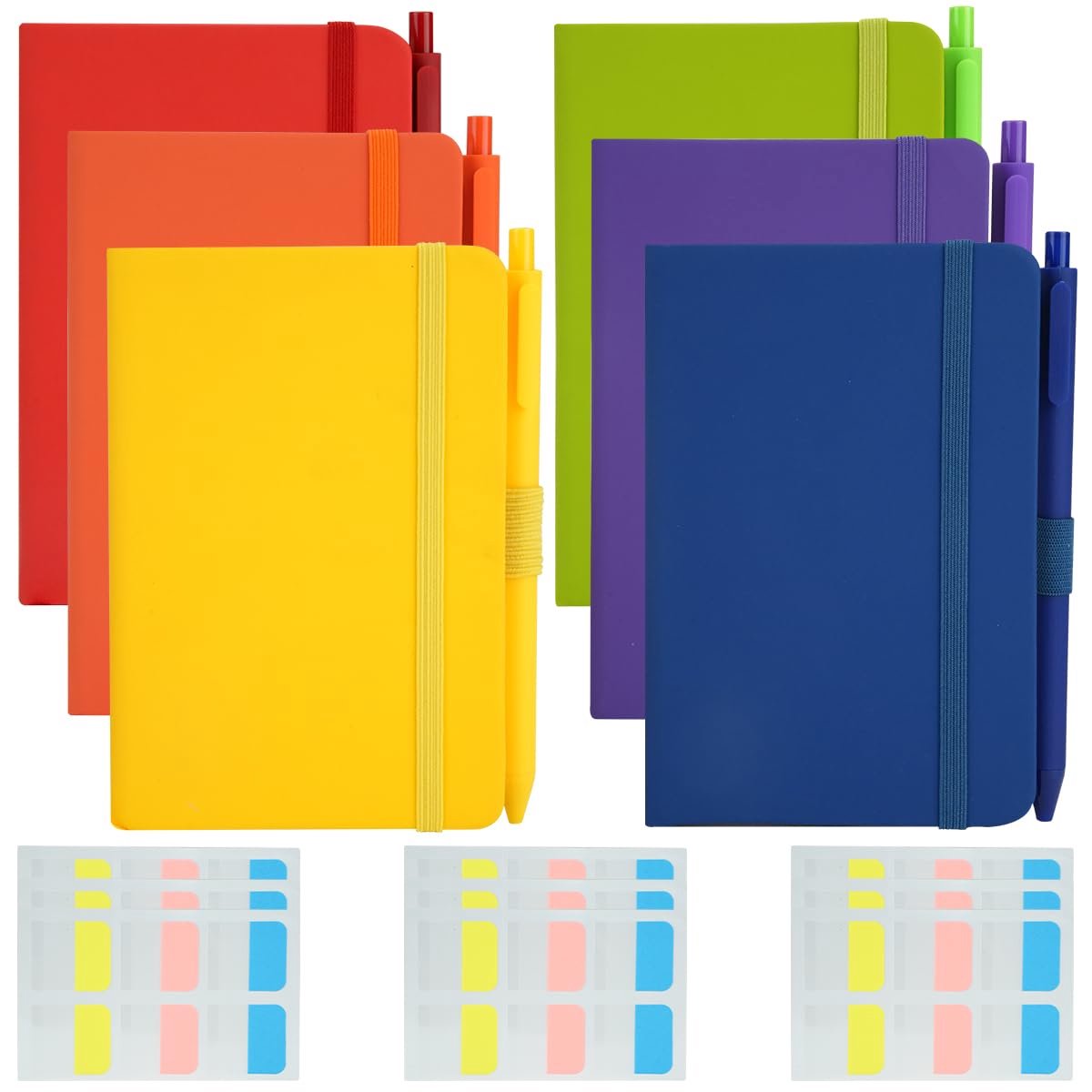 A6 zaknotitieboeken 6 stuks - hardcover mini-dagboeken - met 6 pennen en 10 notities - ideaal voor onderweg - ShopVlot