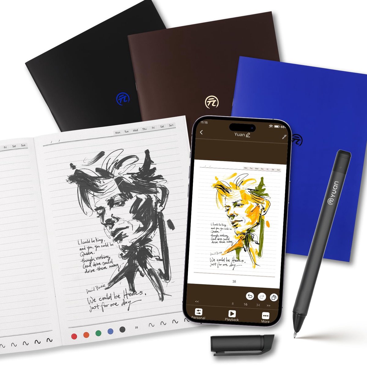 Notitieboek 3-pack A5 - Slim ontwerp - Echtijd App Sync - Perfect voor notities - ShopVlot