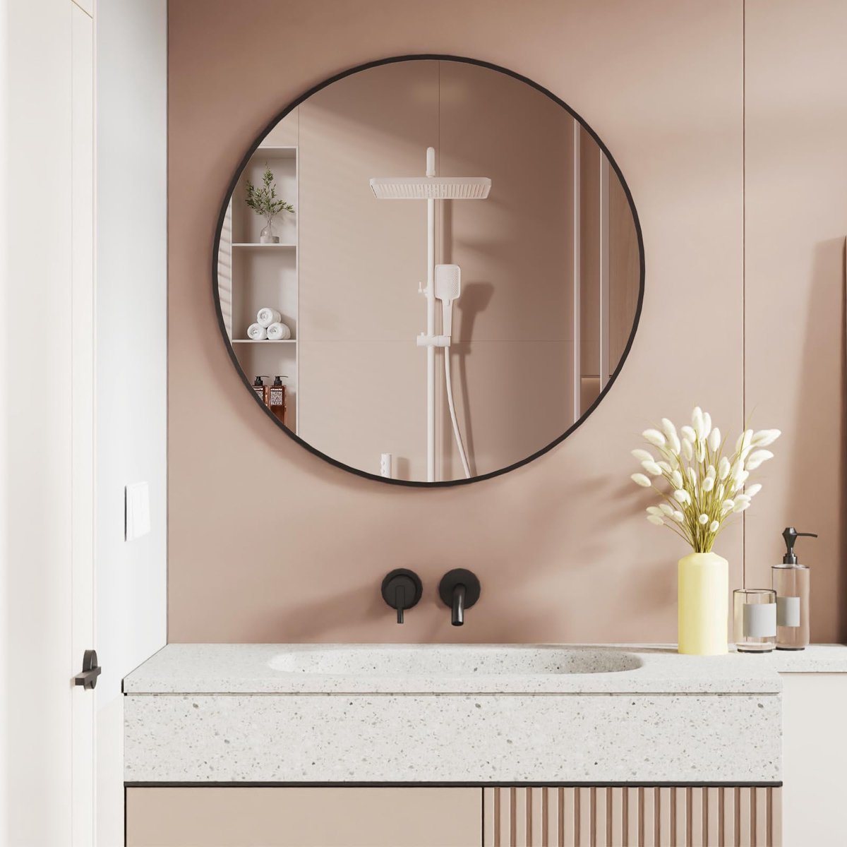 Ronde spiegel 60 cm - zwart - wandspiegel - elegant interieurdetail - ShopVlot