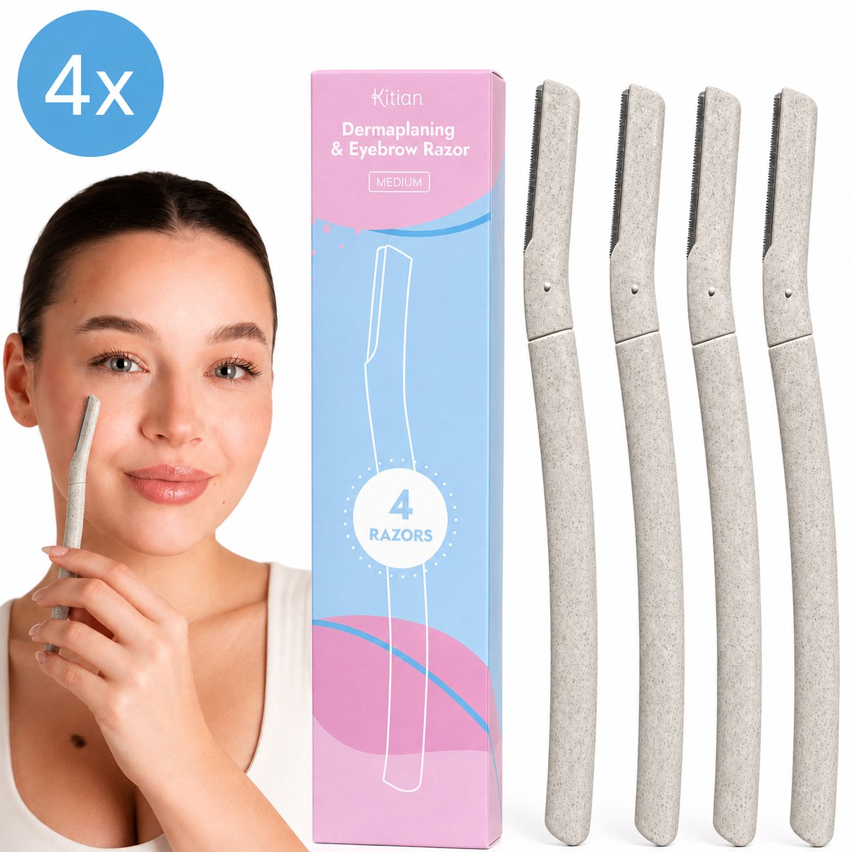 Bol.com 4x Dermaplaning Wenkbrauw Scheermesje - Scheermes - Gezicht Scheermesjes Vrouw - Wenkbrauw Mesje - Eyebrow Razor - Schee... aanbieding