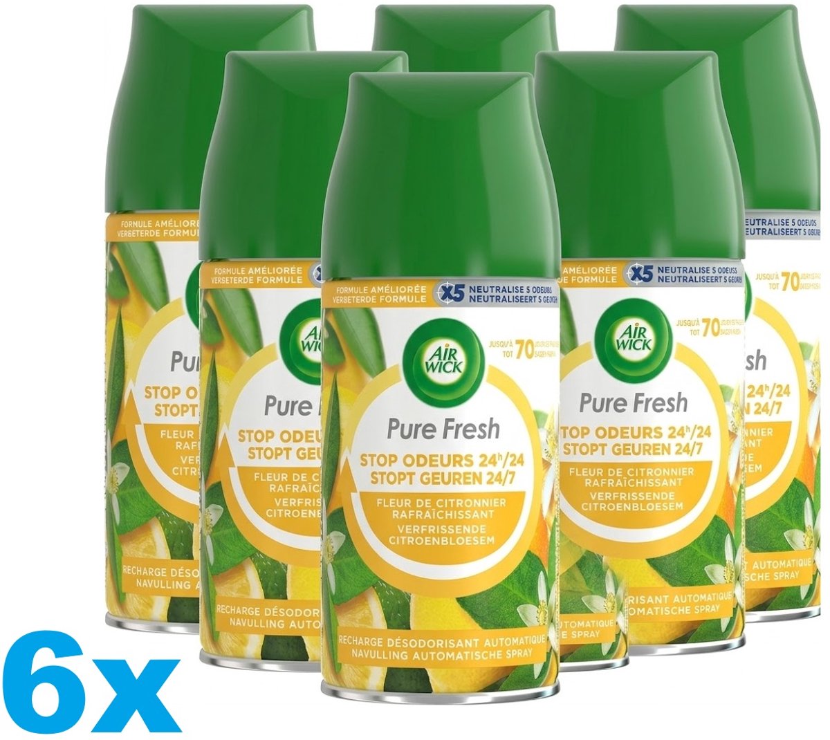Air Wick Freshmatic Luchtverfrisser - Pure Fresh - Verfrissende Citroenbloesem-6 x 250 ml - 6 stuks - Voordeelverpakking