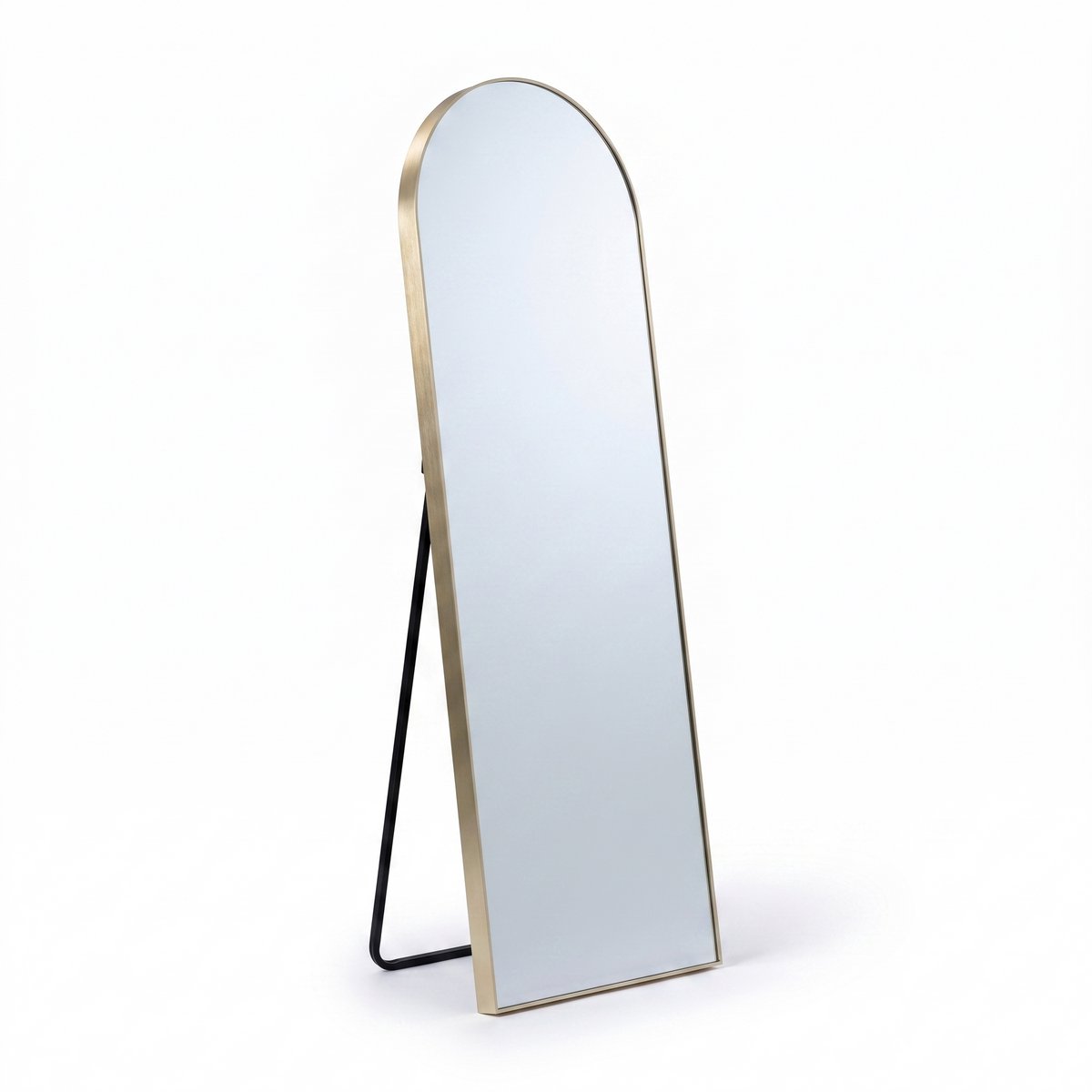VHOREC Passpiegel Boogvorm 163x53 cm - Gouden Vloerspiegel en Wandspiegel - Aluminium Lijst - Staand of Hangend - Gehard Veiligheidsglas