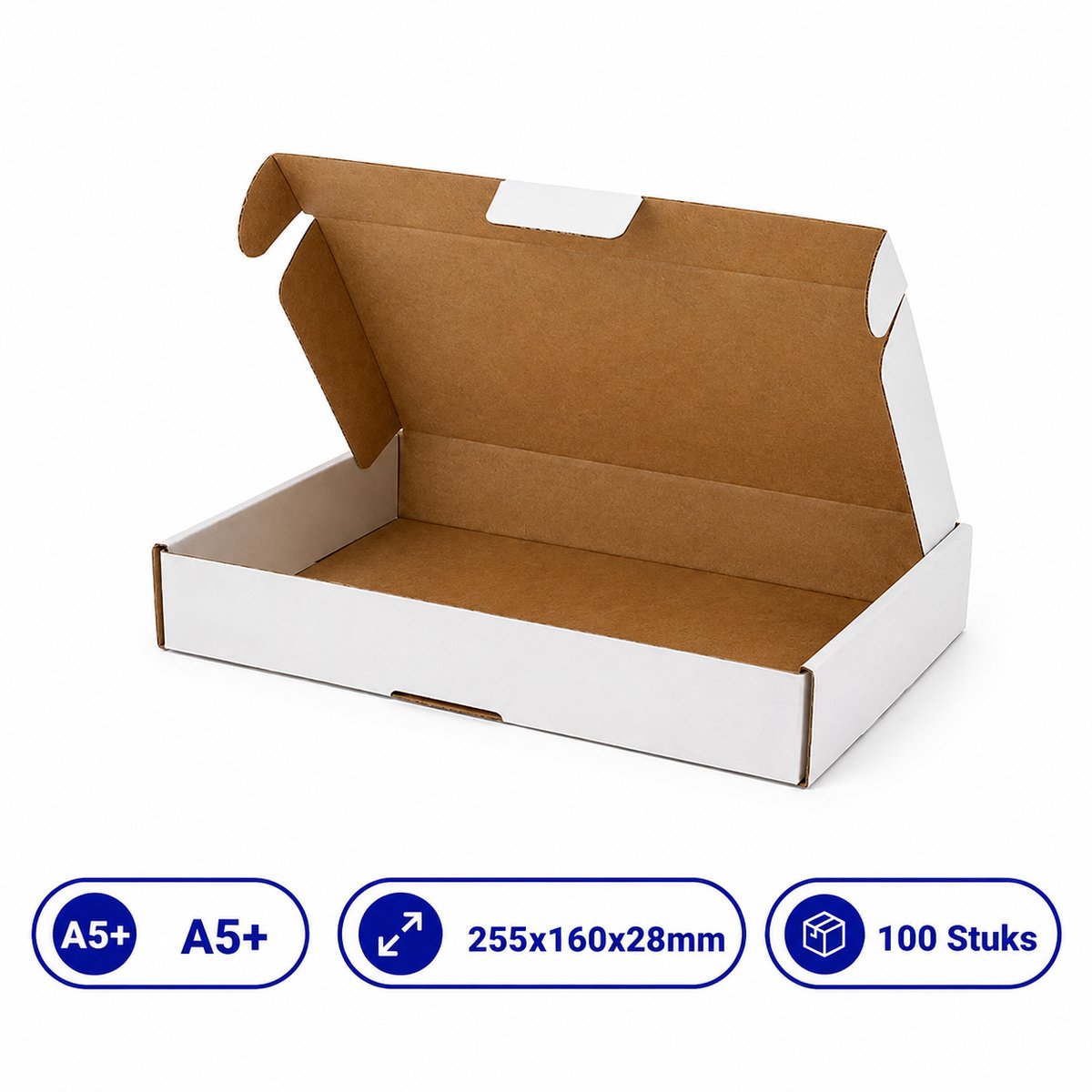 Brievenbusdoos A5+ - 100 Stuks - 255x160x28mm - Witte Verzenddozen van Golfkarton | Propacker