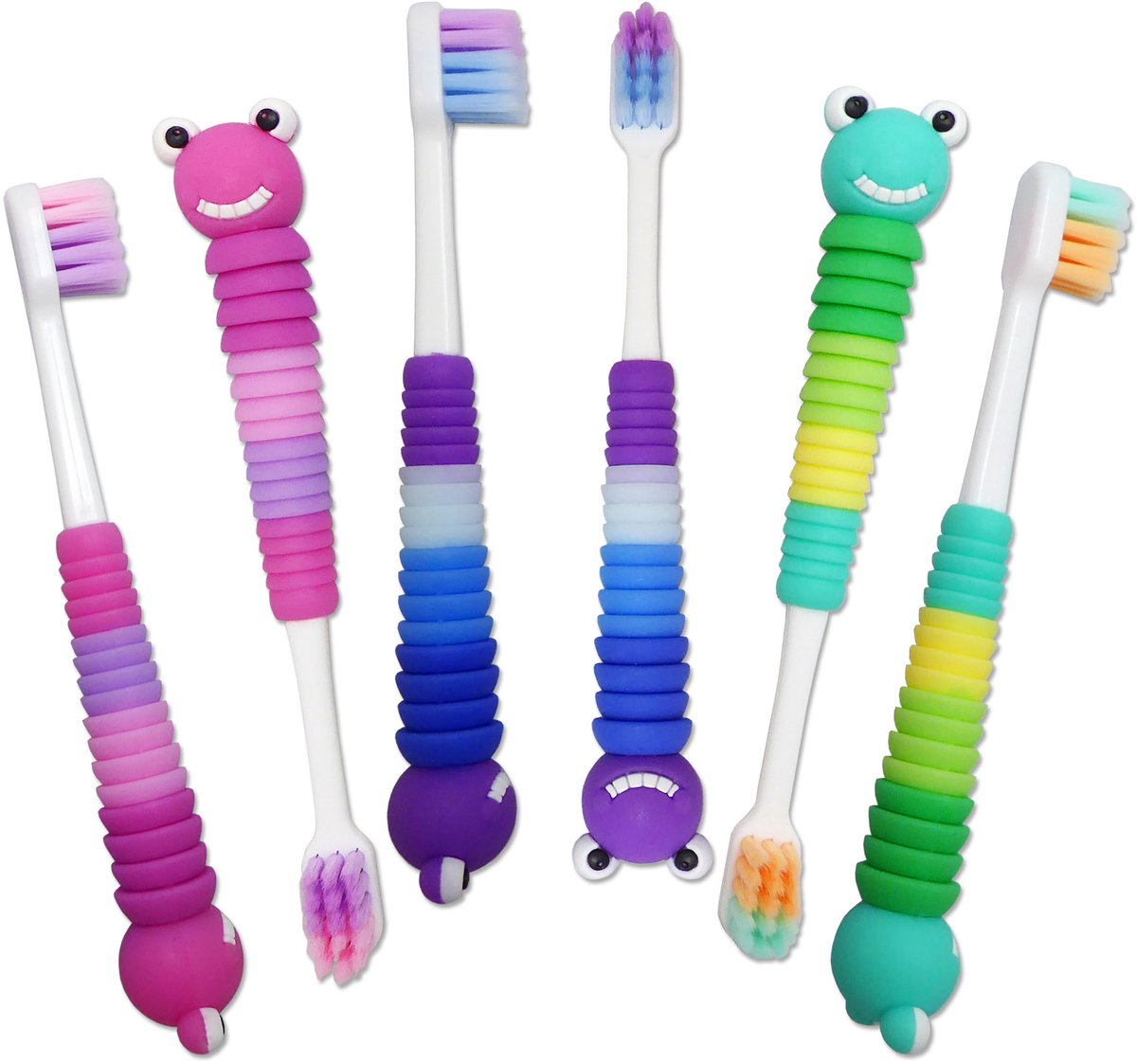 Peuter tandenborstels set 6 stuks - handmatige caterpillar - geschikt voor 0-3 jaar - stimuleert mondhygiëne - ShopVlot