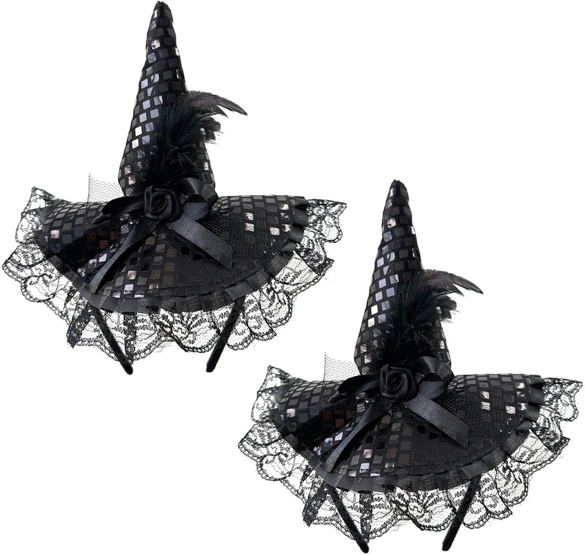2 Stuks Halloween Heksenhoed Haarbanden voor Feestelijke Kostuums en Cosplay Accessoires voor Vrouwen