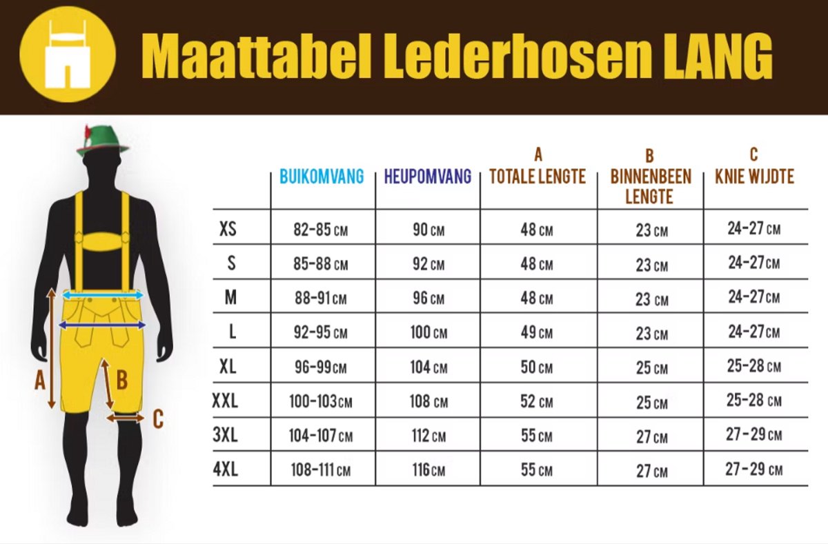 LEDERHOSEN.NL - Lederhosen leer - licht bruin LANG