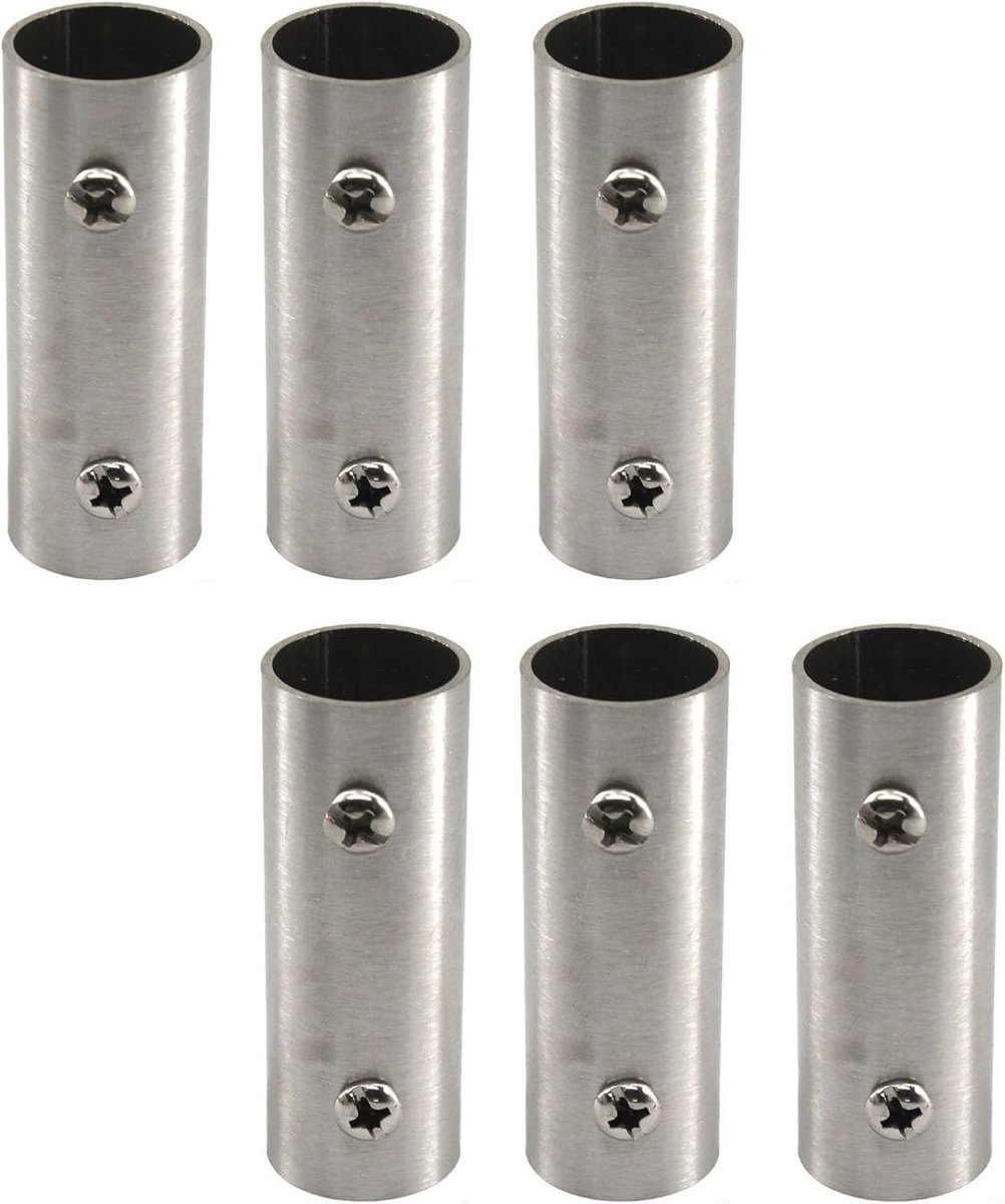RVS 19mm rechte pijpverbinder voor slangen en buizen, ideaal voor rekken, hekken en leuningen (6 stuks)