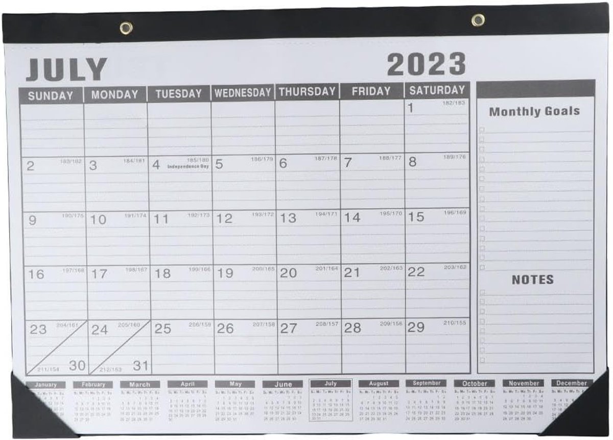 Hanging Wall Calendar 2024-2025 voor kantoor en thuis | 18 maanden planner met ruimte voor notities en jaarplanning