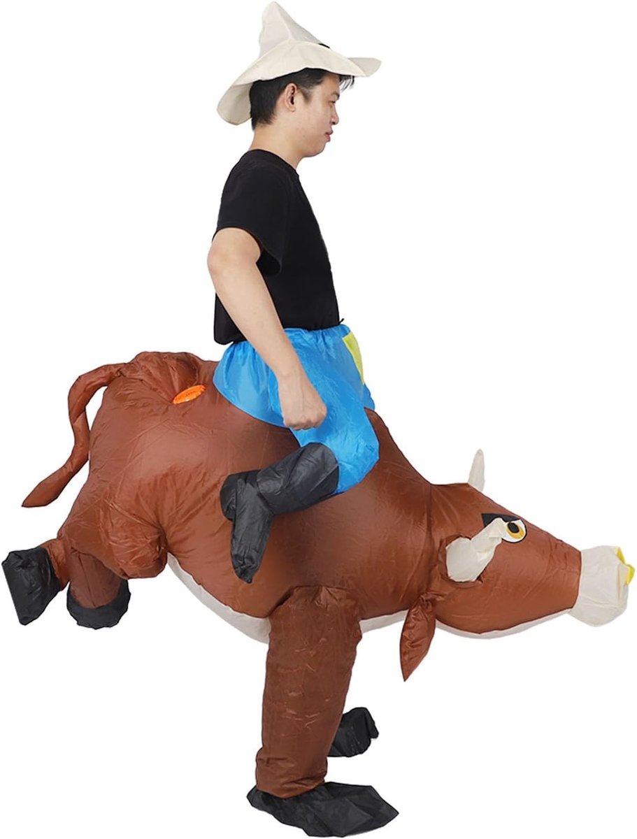 Grappig Opblaasbaar Stier Kostuum voor Volwassenen, Perfect voor Halloween, Cosplay en Feestjes