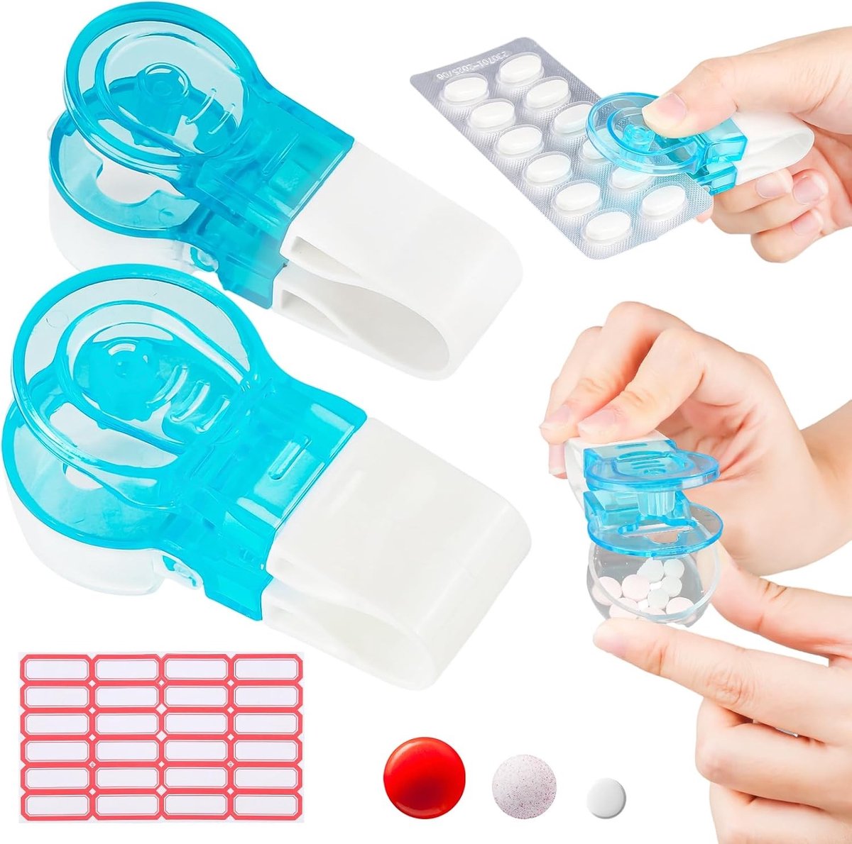 Draagbare Pillendoos met Etiketten en Opbergdoos, Ideaal voor Thuis, Reizen en Buitenactiviteiten, Compact en Handig voor Op Pad