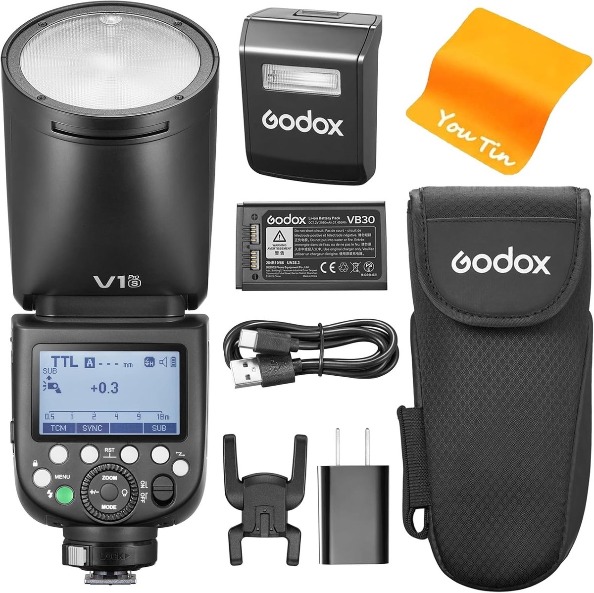 TTL Camera Flitser voor Sony met 2.4G HSS, 1/8000s, Li-Ion 76Ws en Innovatieve Rond Hoofd Ontwerp