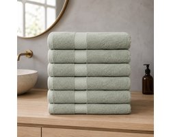 The Linen Room Handdoeken – 70 x 140 cm – Set van 6 – 100% Katoen – 650 GSM Dubbelgetwijnd 20/2 Garen – OEKO-TEX® – Extra Zacht & Hoog Absorberend – Saliegroen