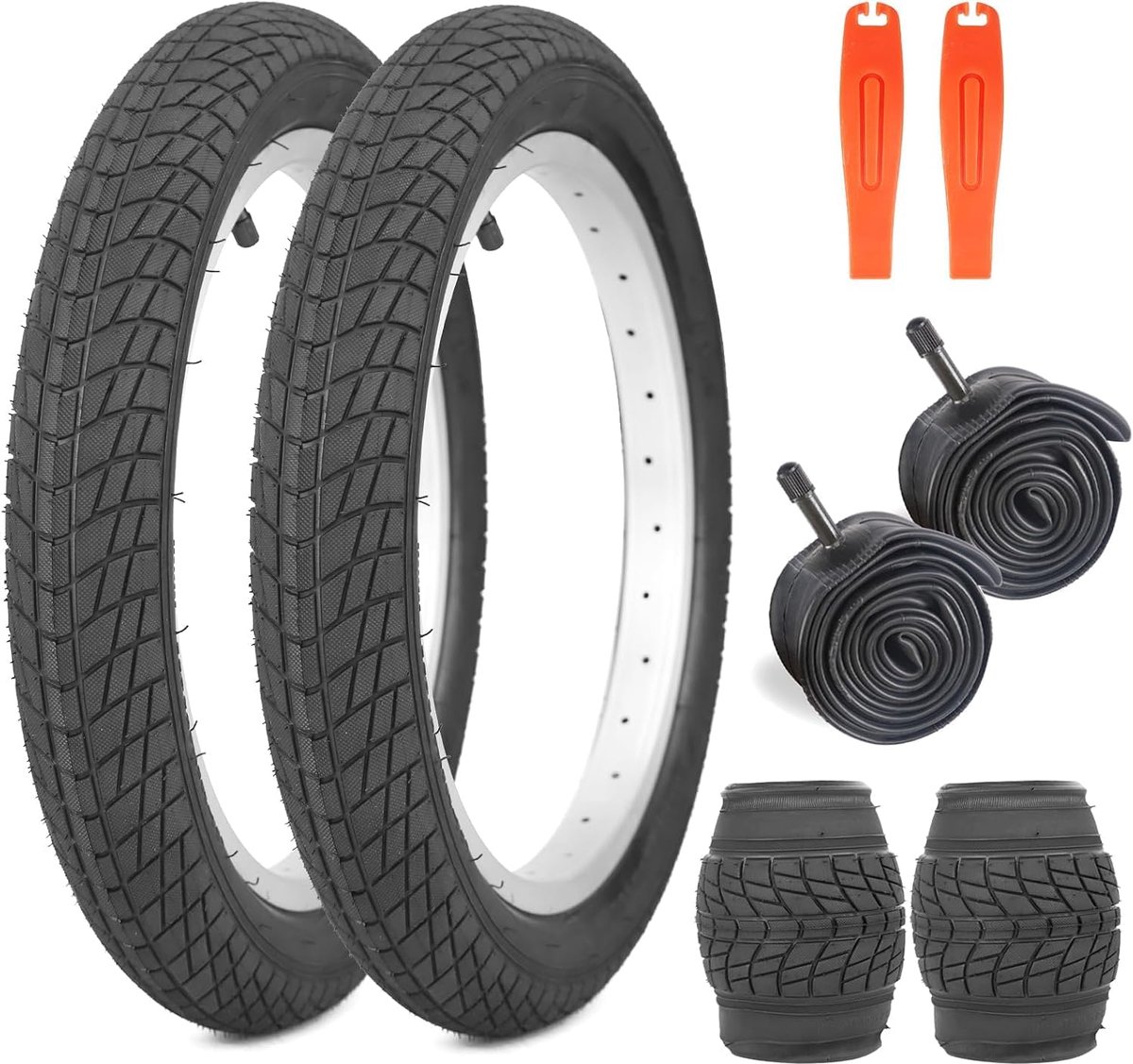 2 stuks fietsbanden 12,5/18 inch 12 1/2 x 2 1/4/18 x 2,125 inch fietsmantel met 2 stuks binnenband AV35 mm - ShopVlot
