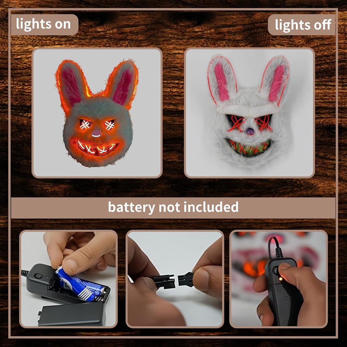 Led-Horrormasker - Groen - Pluche - Voor Halloween, Cosplay en Feest
