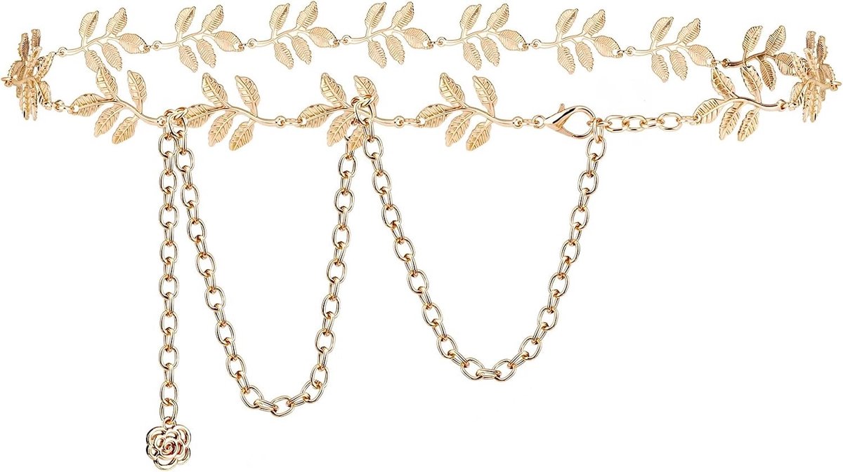 Stijlvolle Plus Size Gouden Blad Ketting voor Vrouwen, Verstelbare Lange Lichaamsketting, Ideaal voor Taille en Hals, Max. 130 cm, Extra Dikke Band