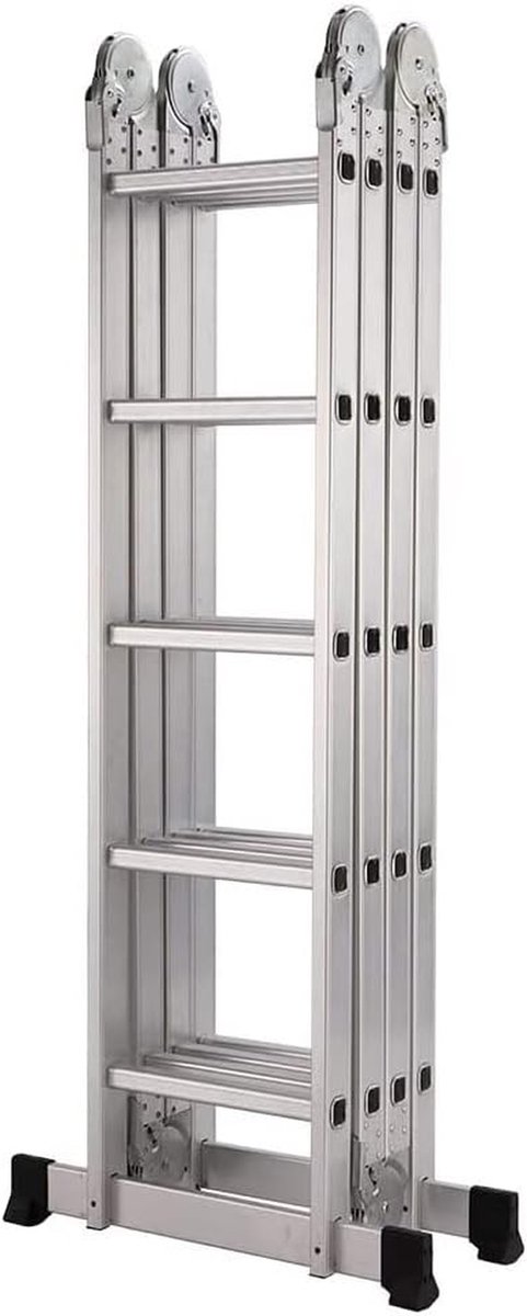 Vouwladder Aluminium - Multifunctioneel - Veilig Klussen - Verstelbare Vormen - 5.8 Meter - Zilver