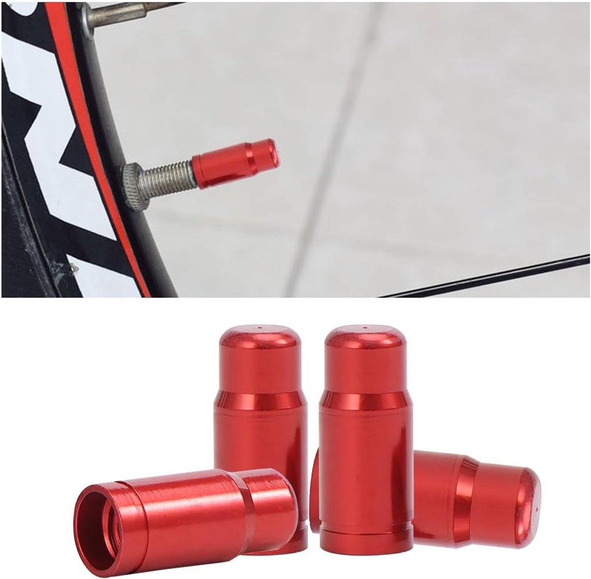 Set van 4 Universele Aluminium Ventieldoppen voor Auto Banden - Stofdicht, Duurzaam en Weerbestendig (Rood)