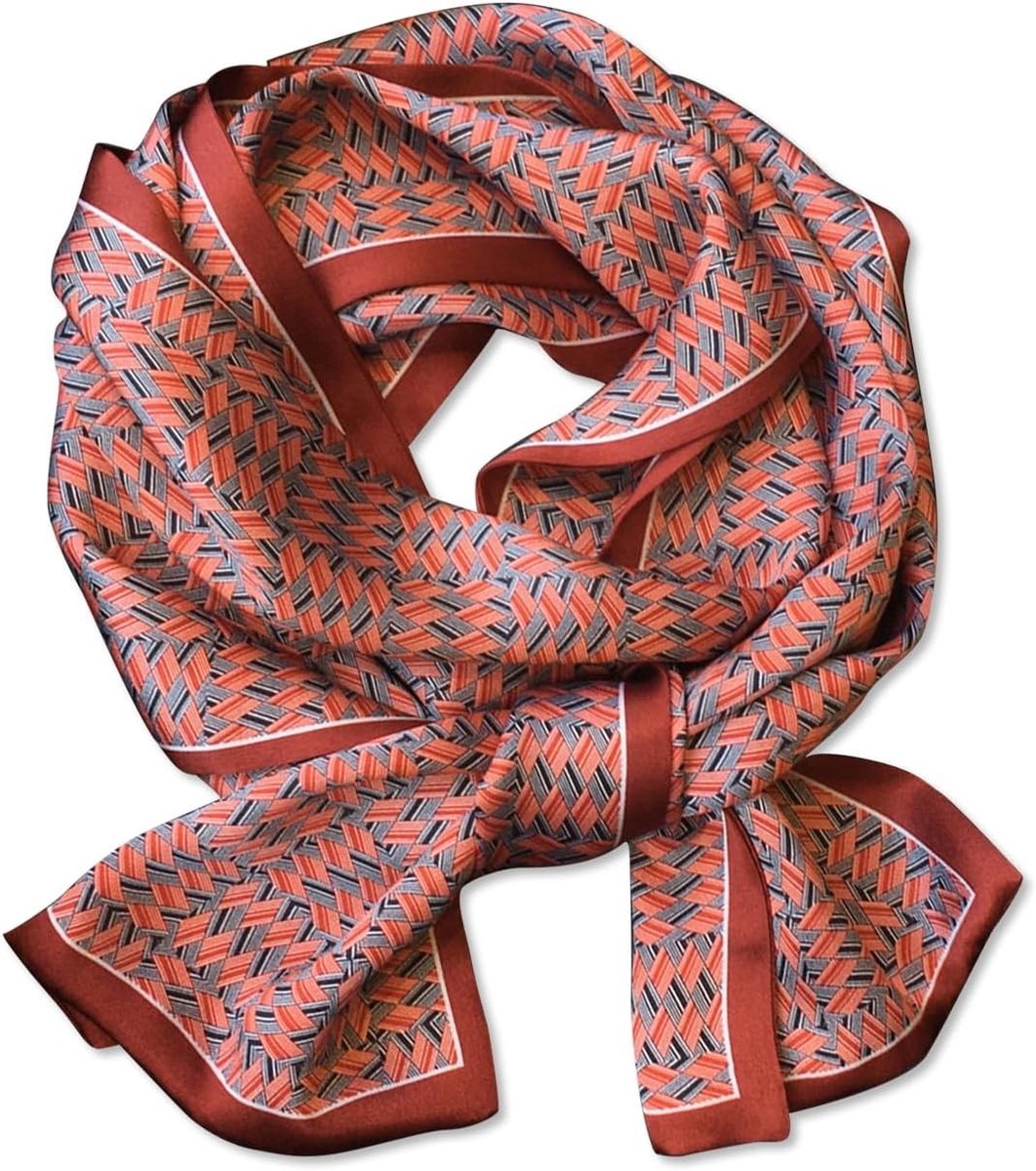 Dunne Zijde Sjaal voor Vrouwen met Paisley Print en Streepjespatroon - Lichtgewicht Neckerchief en Haarband voor Diverse Stijlen en Gelegenheden