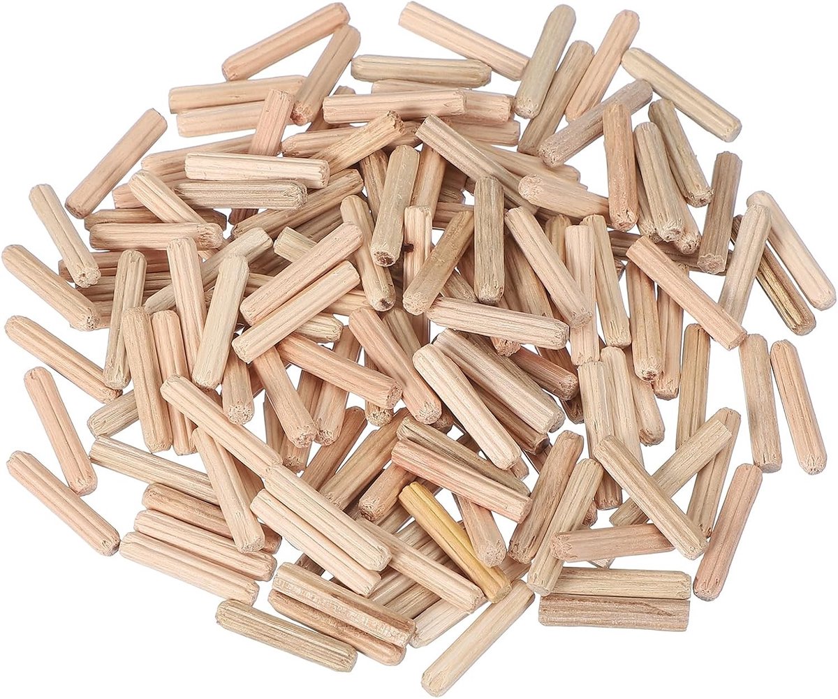 Houten Dowel Pins 5/32" x 3/4" (4mm x 20mm) Rechthoekige Dowel Stokken voor Klussen, Meubels en Creatieve Projecten - 150 Stuks