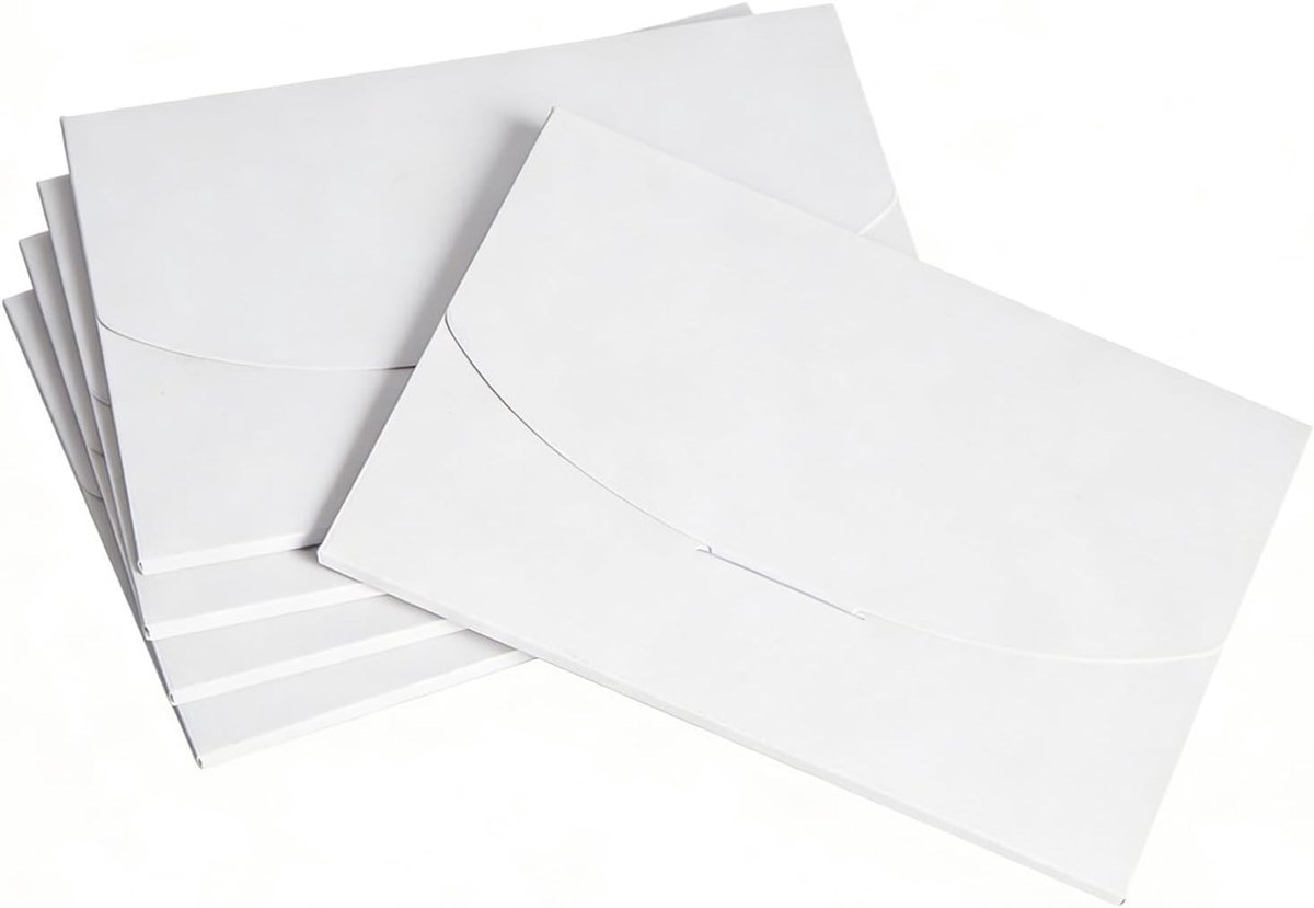 50 stuks kleine witte papieren enveloppen 300 g/m² voor uitnodigingen, bruiloften, verjaardagsfeesten en doopceremonies, 16 x 11 cm