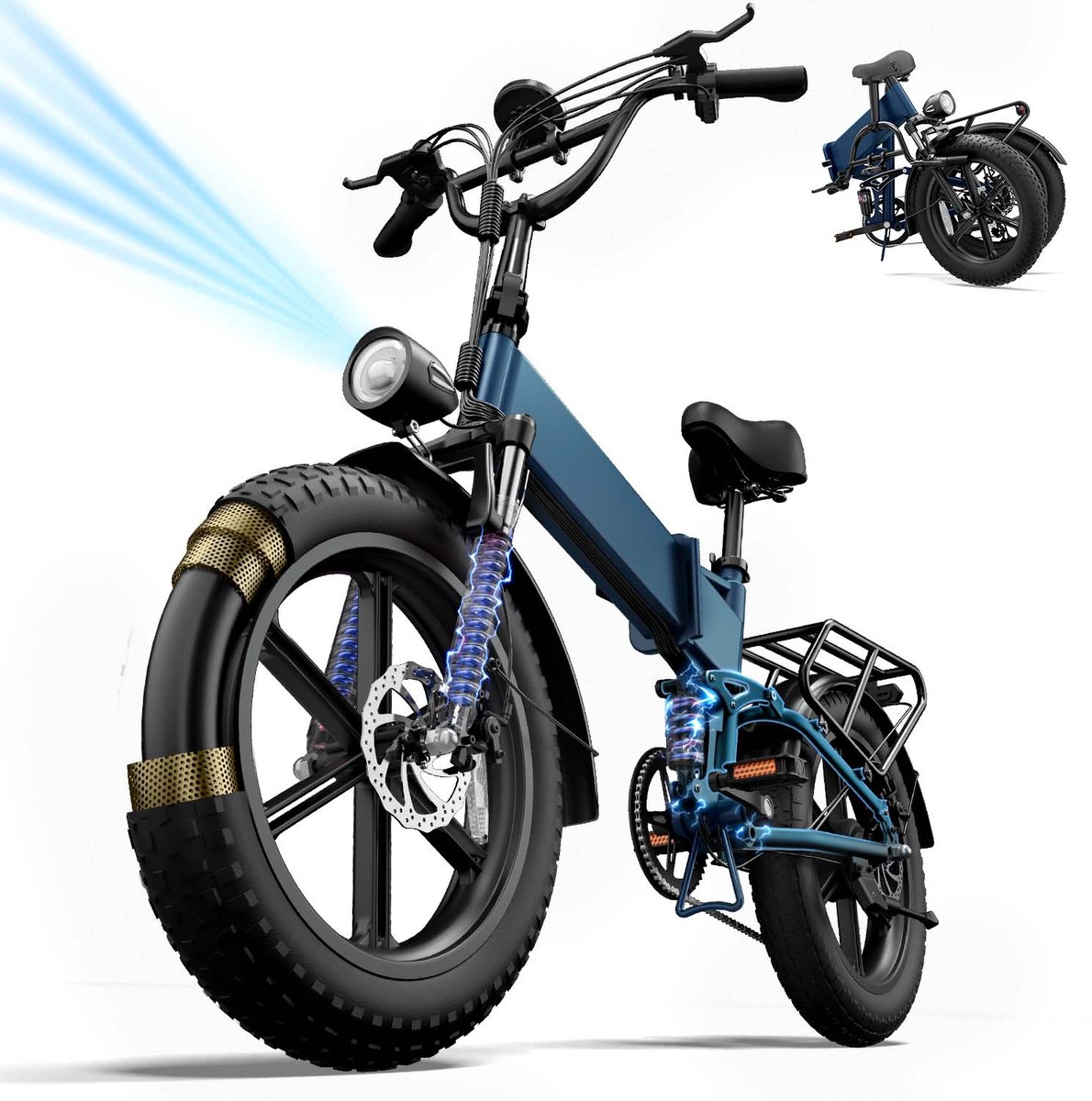 T5 opvouwbare e-bike 20" x 4" fat-banden, 48V 13Ah 80 Nm-motor