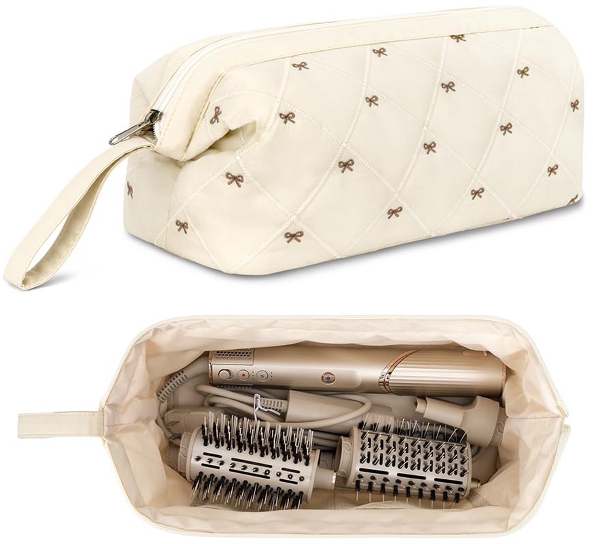 Draagbare reistas voor Dyson Airwrap/Shark Flexstyle - Beige - Waterafstotend - Ideaal voor onderweg - ShopVlot