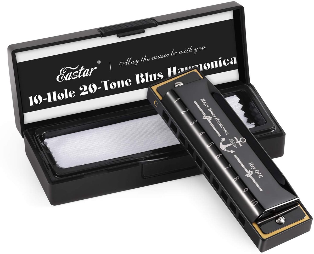Mondharmonica 10 gaten - zwarte harde koffer - voor kinderen en volwassenen - leer makkelijk muziek maken - ShopVlot