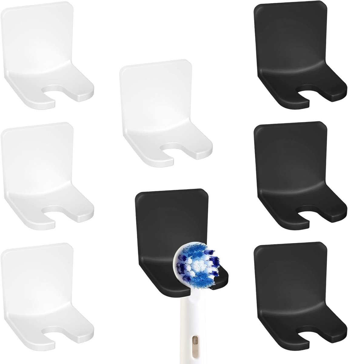 Set van 8 Wandbevestigde Tandenborstelhouders - Zelfklevende Houder voor Elektrische Tandenborstels - Ideaal voor Badkamerorganisatie en Ruimtebesparing