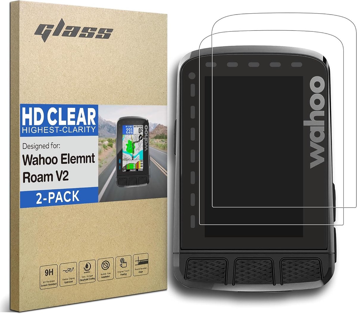 SnelShoppen - Pack van 2 Screenprotectors voor Wahoo Elemnt Roam V2 (2.0) 2.7 Inch Touchscreen, 9H Krassenbestendig en HD Duidelijk