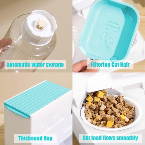 2-in-1 Automatische Gravity Voederdispenser en Waterdispenser voor Kleine Huisdieren - Makkelijk Schoon te Maken en Ideaal voor Katten en Honden — afbeelding 3