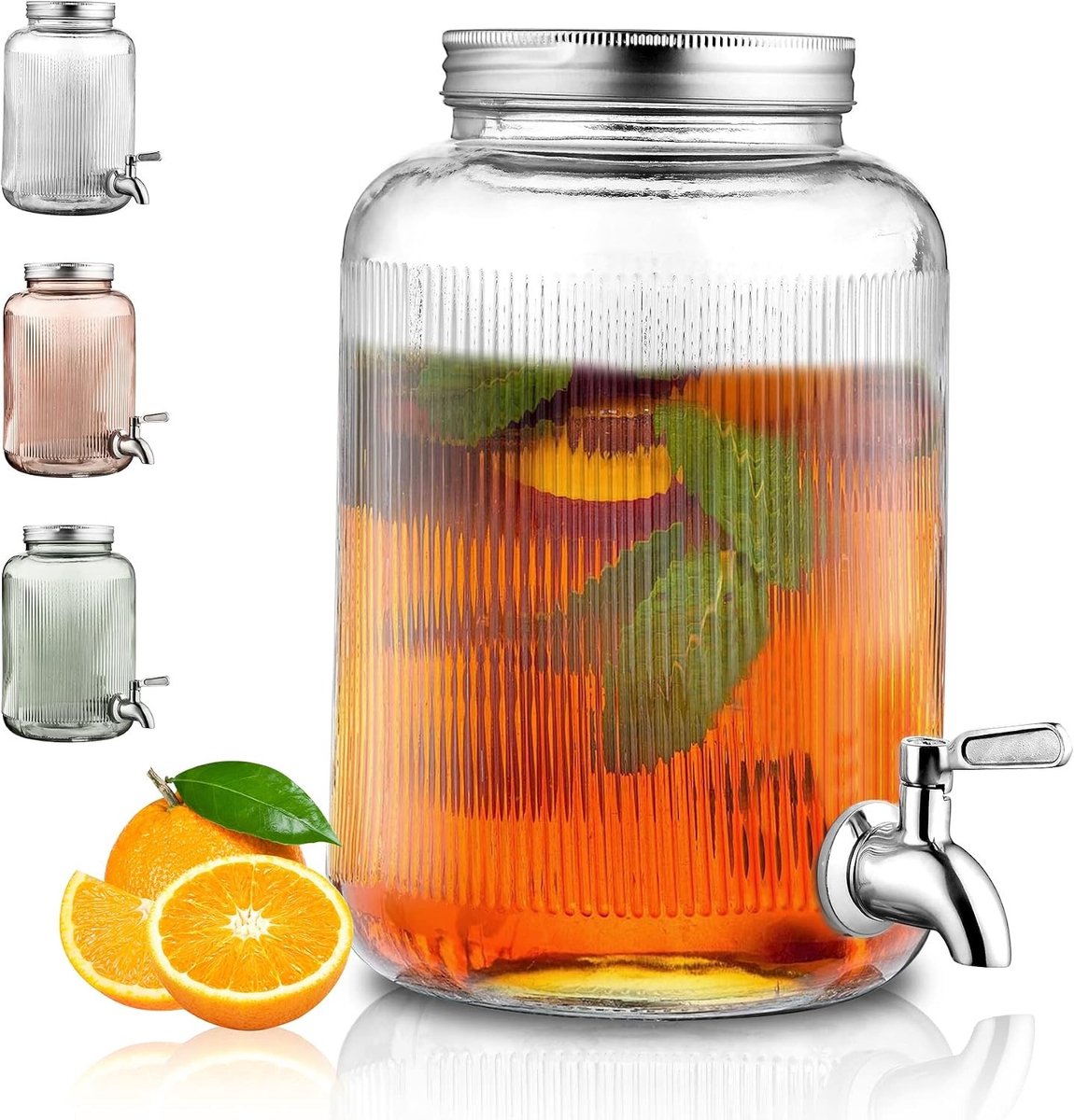 Glazen Drink Dispenser 4L met RVS Kraan voor BBQ, Picknicks en Feestjes - Ideaal voor Koelkast en Verfrissende Dranken