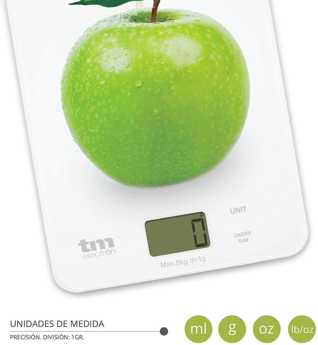 Digitale keukenweegschaal - ultradun - appeldesign - 18 mm LCD-display - ShopVlot