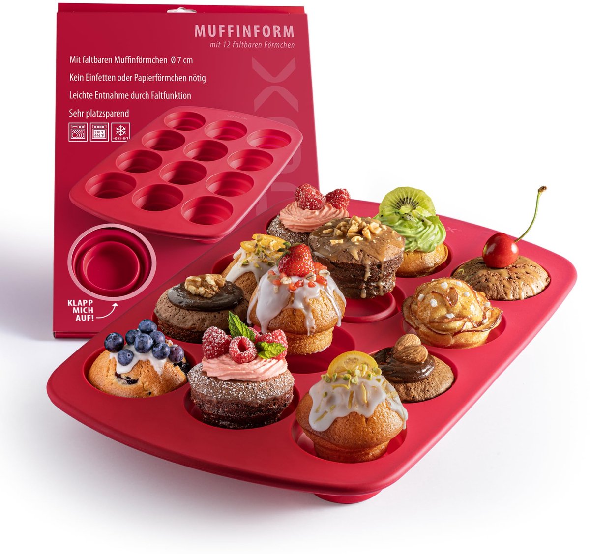Muffinvorm 12 stuks - diameter 7,0 cm - antiaanbaklaag - gemakkelijk te verwijderen - ShopVlot